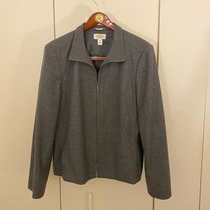 Talbots Italian Wool Women's Gray Jacket Size 14 (Large) Zipper Made in Thailand